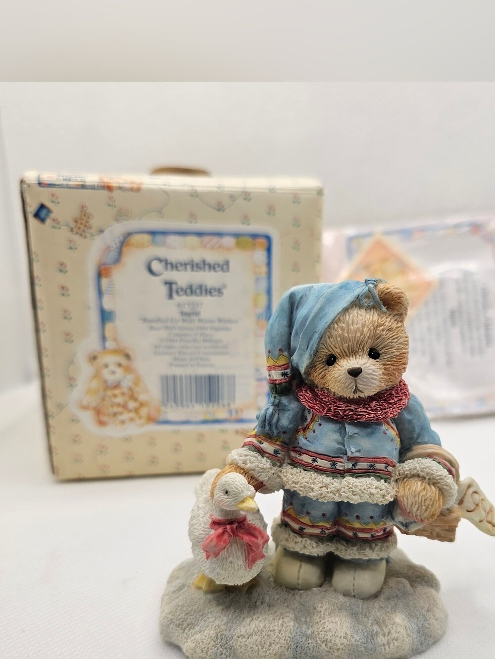 New CHERISHED TEDDIES Ingrid BEAR FIGURINE new year winter goose wishes holiday